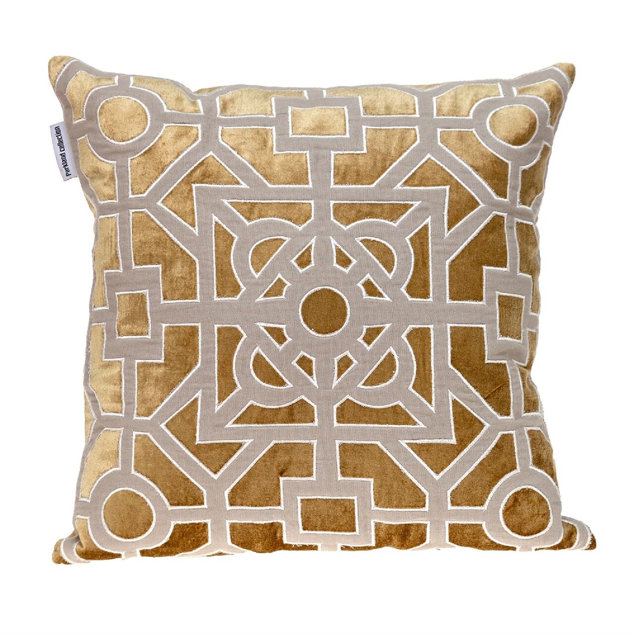 Nassau Collection 18" Gold and Beige Transitional Square Throw Pillow